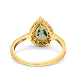 Pear Teardrop Natural Stone Halo Ring