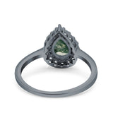 Pear Teardrop Natural Stone Halo Ring