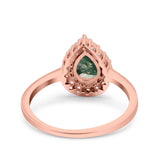 Pear Teardrop Natural Stone Halo Ring