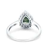 Pear Teardrop Natural Stone Halo Ring