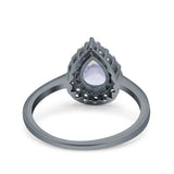 Pear Teardrop Natural Stone Halo Ring