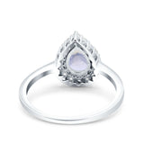 Pear Teardrop Natural Stone Halo Ring