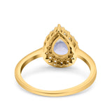 Pear Teardrop Natural Stone Halo Ring