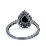Pear Teardrop Natural Stone Halo Ring