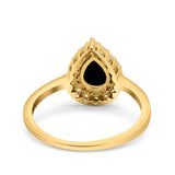 Pear Teardrop Natural Stone Halo Ring