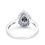 Pear Teardrop Natural Stone Halo Ring
