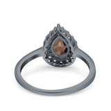 Pear Teardrop Natural Stone Halo Ring