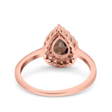 Pear Teardrop Natural Stone Halo Ring