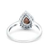 Pear Teardrop Natural Stone Halo Ring