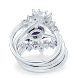 Three Piece Round Natural Stone Cocktail Ring