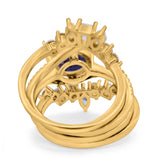Three Piece Round Natural Stone Cocktail Ring