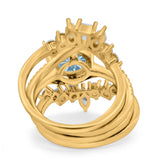 Three Piece Round Natural Stone Cocktail Ring