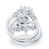 Three Piece Round Natural Stone Cocktail Ring