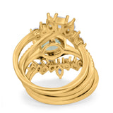 Three Piece Round Natural Stone Cocktail Ring