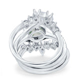 Three Piece Round Natural Stone Cocktail Ring