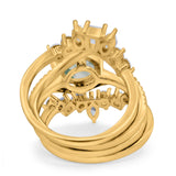 Three Piece Round Natural Stone Cocktail Ring