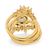 Three Piece Round Natural Stone Cocktail Ring