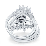 Three Piece Round Natural Stone Cocktail Ring