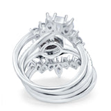 Three Piece Round Natural Stone Cocktail Ring