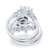 Three Piece Round Natural Stone Cocktail Ring