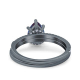Two Piece Pear Teardrop Natural Stone Ring