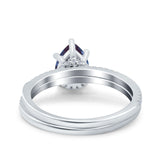 Two Piece Pear Teardrop Natural Stone Ring