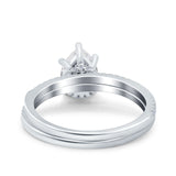 Two Piece Pear Teardrop Natural Stone Ring