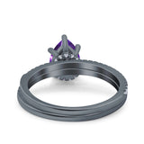 Two Piece Pear Teardrop Natural Stone Ring