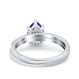 Two Piece Pear Teardrop Natural Stone Ring