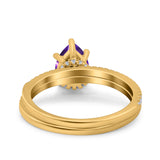 Two Piece Pear Teardrop Natural Stone Ring