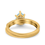 Two Piece Pear Teardrop Natural Stone Ring