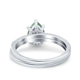 Two Piece Pear Teardrop Natural Stone Ring