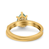 Two Piece Pear Teardrop Natural Stone Ring