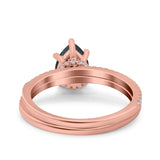 Two Piece Pear Teardrop Natural Stone Ring