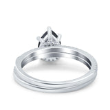 Two Piece Pear Teardrop Natural Stone Ring