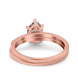 Two Piece Pear Teardrop Natural Stone Ring