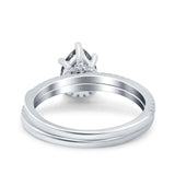 Two Piece Pear Teardrop Natural Stone Ring