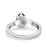 Two Piece Pear Teardrop Natural Stone Ring