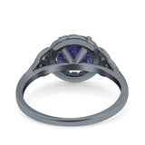 Art Deco Round Natural Stone Triquetra Ring