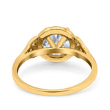 Art Deco Round Natural Stone Triquetra Ring