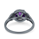 Art Deco Round Natural Stone Triquetra Ring