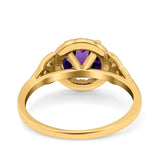 Art Deco Round Natural Stone Triquetra Ring