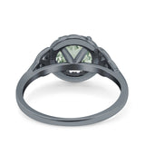 Art Deco Round Natural Stone Triquetra Ring