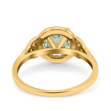 Art Deco Round Natural Stone Triquetra Ring