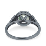 Art Deco Round Natural Stone Triquetra Ring