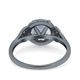 Art Deco Round Natural Stone Triquetra Ring