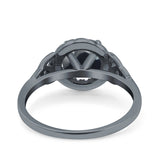 Art Deco Round Natural Stone Triquetra Ring
