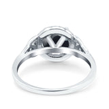 Art Deco Round Natural Stone Triquetra Ring