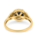 Art Deco Round Natural Stone Triquetra Ring