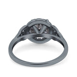 Art Deco Round Natural Stone Triquetra Ring